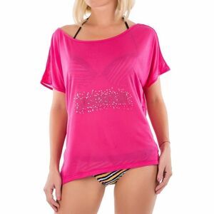 New Just Cavalli Women Pink Loose Tee Top Relaxed Fit Summer T-Shirt Cover-up